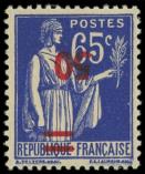 Lot n° 1528 - * - 479a  Paix, 50 s. 65c. outremer, surcharge RENVERSEE, TB. C