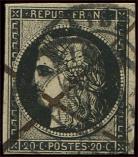 Lot n 26 -  - 3    20c. noir sur jaune, obl. Plume et cd T15, TB. S