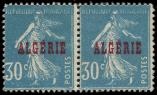 Lot n° 1910 - * - ALGERIE 17 : 30c. bleu, PAIRE avec impression République Française détruite, TB