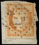 Lot n° 284 -  - 38   40c. orange, obl. ASNA sur fragment, TB. C