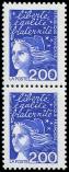 Lot n° 1603 - ** - 3090   Luquet,  2,00 bleu, PAIRE verticale, timbre du haut MACULE de PHOSPHO, TB. S