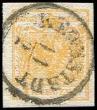 Lot n 2747 -  - AUTRICHE 1 : 1k. jaune, papier  la main, obl. cd, TB