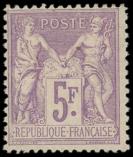 Lot n° 480 - * - 95    5f. violet sur lilas, TB. C