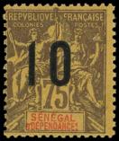 Lot n° 2627 - * - SENEGAL 52A : 10 sur 75c. violet-brun sur jaune, CHIFFRES ESPACES, TB