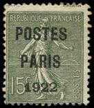 Lot n° 1182 - (*) - 31  15c. vert-olive, POSTES PARIS 1922, TB