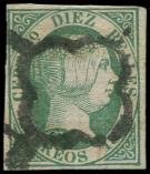 Lot n 2780 -  - ESPAGNE 11 : 10r. vert, obl., TB