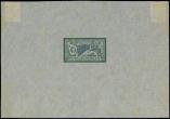 Lot n° 1484 -  - 143   Merson, 45c. vert et bleu, épreuve d'artiste sur papier pelure, R et TB