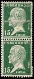 Lot n° 1495 - * - 171a  Pasteur, 15c. vert, impression SUR RACCORD tenant à normal, TB