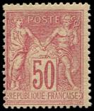 Lot n° 484 - ** - 98   50c. rose, centrage courant, TB