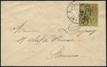 Lot n 2515 - <span><img src='https://www.ceres.fr/img/ImgLet.jpg' height=14 width=18 alt='Let' border='0'></span> - NOUVELLE CALEDONIE 36 : 5 sur 20c. brique sur vert, obl. NOUMEA ()/3/93 s. petite Env. locale, TB