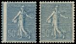 Lot n° 1492 - ** - 161   Semeuse Lignée, 50c. bleu, PIQUAGE à CHEVAL + timbre normal, TB
