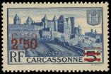 Lot n° 1530 - * - 490a  Carcassonne, 2f.50 s. 5f. bleu, DOUBLE surcharge, TB. Br