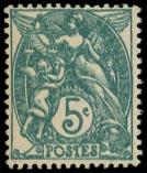 Lot n° 1413 - ** - 111g  Blanc,  5c. vert T IA, DOUBLE IMPRESSION, spectaculaire et TB, N° Maury