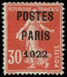 Lot n° 1183 - (*) - 32  30c. rouge, POSTES PARIS 1922, TB