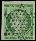 Lot n 15 -  - 2    15c. vert, obl. ETOILE, Superbe