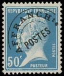 Lot n° 1198 - ** - 68  Pasteur, 50c. bleu, très bien centré, TB
