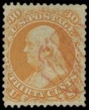 Lot n 2936 -  - ETATS-UNIS 25 : 30c. jaune-orange, obl., TB