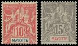 Lot n 2439 - * - MAYOTTE 15/16 : 10c. rouge et 15c. gris, TB