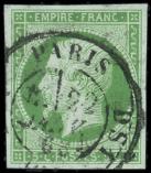 Lot n° 95 -  - 12    5c. vert, obl. càd DS1 PARIS 22/1/63, TTB