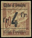 Lot n° 2246 - * - COTE D'IVOIRE Colis Postaux 11 : 4f. sur 60c. brun sur chamois, TB. C