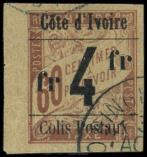 Lot n° 2247 -  - COTE D'IVOIRE Colis Postaux 11 : 4f. sur 60c. brun sur chamois, obl., TB. C