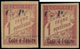 Lot n 2248 - * - COTE D'IVOIRE Colis Postaux 13 : 1f. rose sur paille, 2 nuances, TB. C