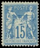 Lot n° 473 - * - 90f  15c. bleu, FAUX de Châlons, inf. ch., TB
