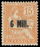 Lot n° 1894 - * - ALEXANDRIE 40a : 6m. sur 15c. orange, surch. T II, TB. J