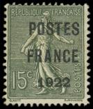 Lot n° 1188 - (*) - 37  15c. olive, POSTES FRANCE 1922, pli, aspect TB. S