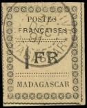 Lot n° 2359 -  - MADAGASCAR 12 : 1f. noir sur jaune obl. càd TANANARIVE 31/12/91, TB. S