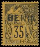 Lot n° 2178 - * - BENIN 10 : 35c. violet-noir sur jaune, rouseurs, B/TB. Br