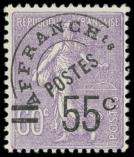 Lot n° 1192 - ** - 47  Semeuse Lignée, 55c. s. 60c. violet, TB