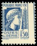 Lot n 1992 - ** - ALGERIE 214 : 1f50 bleu, PLI ACCORDEON, piquage DECALE, TB