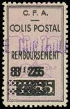 Lot n° 2107 - ** - ALGERIE Colis Postaux 79a : 8f25 sur 7f55 lilas et noir, DOUBLE surcharge 8f25, TB