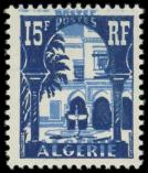 Lot n 2024 - ** - ALGERIE 314 : 15f. bleu fonc et bleu clair, fond dplac, TB