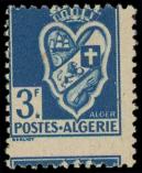 Lot n° 1966 - ** - ALGERIE 181cb : 3f. bleu, PIQUAGE à CHEVAL, TB