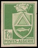 Lot n° 1961 - ** - ALGERIE 177b : 1f20 vert-jaune, NON DENTELE, TB