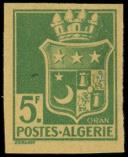 Lot n° 1972 - ** - ALGERIE 183 : 5f. vert-jaune, NON DENTELE, papier jaune, TB