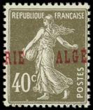 Lot n° 1911 - * - ALGERIE 20a : 40c. vert-olive, surcharge A CHEVAL, TB