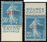 Lot n° 1906 -  - ALGERIE 14b ** et 17a *, 25c. et 30c. bleu, avec pub, TB
