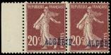 Lot n° 1902 - * - ALGERIE 13c : 20c. brun-lilas, surcharge A CHEVAL, PAIRE bdf, 1 ex. sans IE, TB
