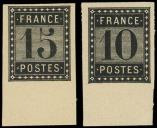 Lot n° 548 - (*) - Essais 1876 : 10c. et 15c. noir, ESSAI de l'Imprimerie Nationale, TB