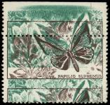 Lot n° 1401 - (*) - VIGNETTES PS 15 : Papilio Supremus, marron et vert, PIQUAGE à CHEVAL et impr. DECALEES, TB
