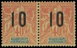 Lot n 3864 - ** - GUADELOUPE 74Aa : 10 sur 40c. rouge-orange, CHIFFRES ESPACES tenant  normal, TB