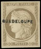 Lot n° 3839 - * - GUADELOUPE 12 : 30c. brun, forte ch., TB. S