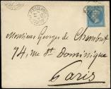 Lot n° 350 - <span><img src='https://www.ceres.fr/img/ImgLet.jpg' height=14 width=18 alt='Let' border='0'></span> - 22 20c. bleu, obl. GRILLE s. Env., càd CORPS EXP. D'ITALIE/2e DIVISION 13/9/65, TB, certif. Diena