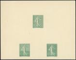 Lot n� 2713 -  - 129   Semeuse Lign�e, 10c. vert, �preuve 127 x 103 mm avec 3 timbres diff�rents, dont 2 types NON EMIS, TB